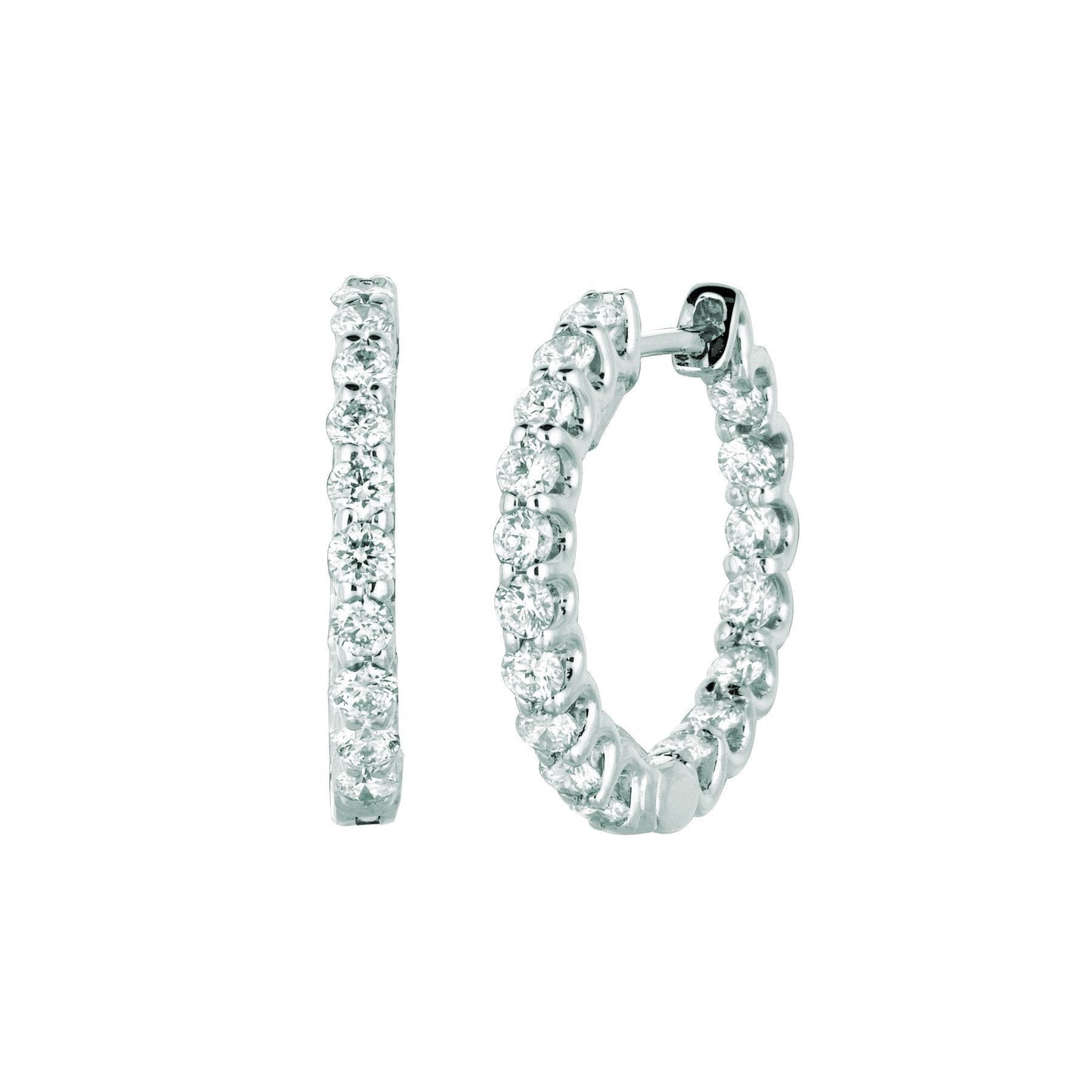 Brincos de argola de diamante 1,36 quilates 14K branco - harrychadent.pt