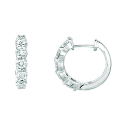 Diamond Hoop Earrings 1.51 Carats 14K White