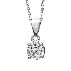 Diamond Necklace Pendant 1.25 Carats White Gold 14K  Round Cut