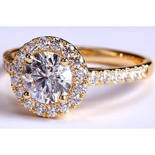 Anel de diamante Halo 3.50 quilates e ouro amarelo 14K - harrychadent.pt