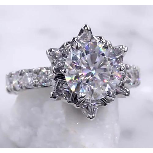 Anel de diamante Starburst 3 quilates feminino 14K ouro branco joias - harrychadent.pt