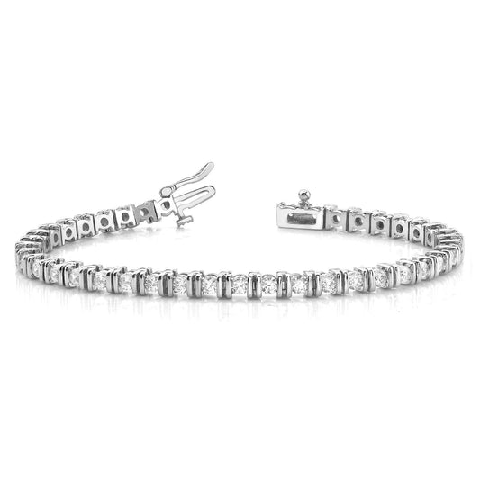 Pulseira de tênis com corte redondo de diamante 4 quilates em ouro branco 14K - harrychadent.pt