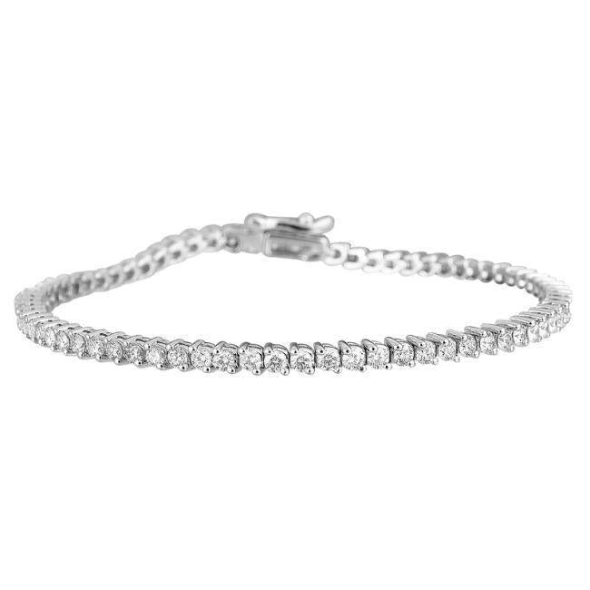 Bracelete de tênis de diamante com corte redondo pequeno em ouro branco 14K 7 quilates - harrychadent.pt