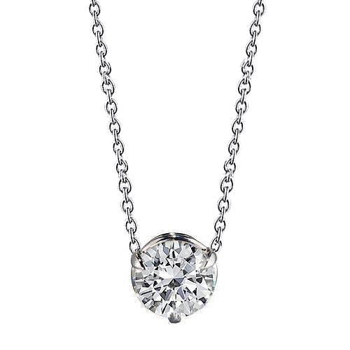 Pingente de colar de diamante solitário com corrente em ouro branco 1.0 quilates 14K - harrychadent.pt