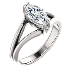 Diamond Solitaire Ring 1.50 Carats Double Claw Prong Set Split Shank