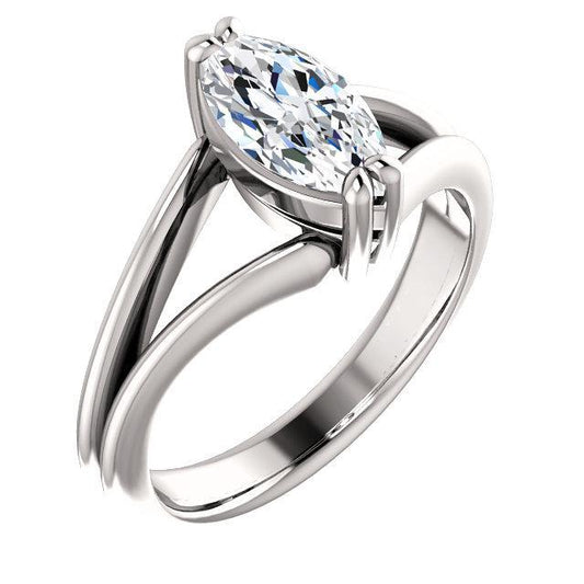 Diamante Solitaire Ring 1.50 quilates Conjunto de garras duplas com haste dividida - harrychadent.pt