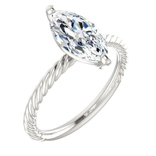 Diamante Solitaire Ring 2 quilates estilo corda trançada joias femininas - harrychadent.pt