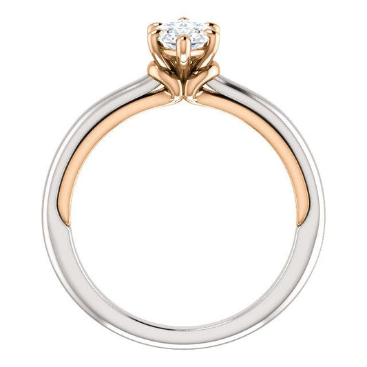 Diamante Solitaire Ring Marquise Cut 1 Quilate Two Tone Ladies Jóias - harrychadent.pt