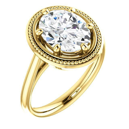 Diamante Anel Solitaire Estilo Vintage 4 Quilates Amarelo Ouro 14K - harrychadent.pt