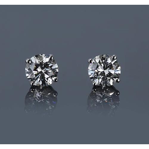 Brinco de diamante com pino de 1.50 quilates em ouro branco redondo 14K - harrychadent.pt