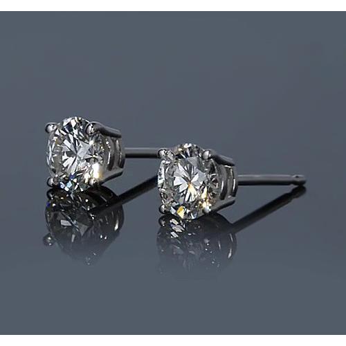 Brinco de diamante com pino de 1.50 quilates em ouro branco redondo 14K - harrychadent.pt