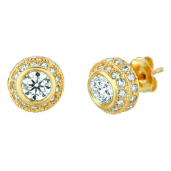 Diamond Stud Earring 3 Carats 14K Yellow Gold