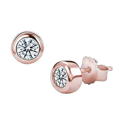 Diamond Stud Earring Rose Gold Screw Back Yards Bezel Set 2.50 Carat