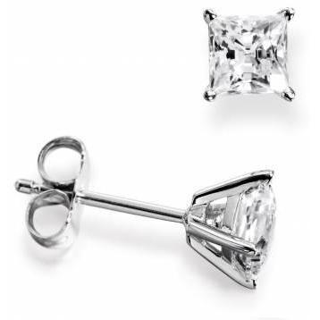 Brinco de diamante em ouro branco 1.5 ct. 4 Prong Set Princess Cut - harrychadent.pt