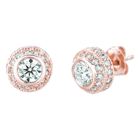 Brincos de diamante de 3 quilates 14K rosa - harrychadent.pt