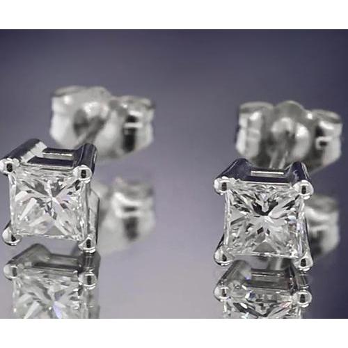 Brinco de pregos de diamante 1.50 quilates de corte Princesa em ouro branco 14K F Vs1 - harrychadent.pt