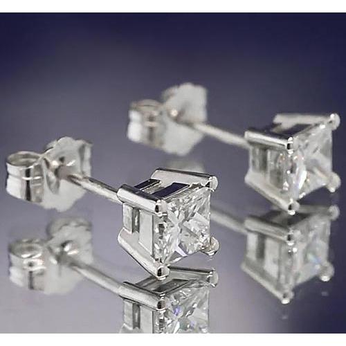 Brinco de pregos de diamante 1.50 quilates de corte Princesa em ouro branco 14K F Vs1 - harrychadent.pt