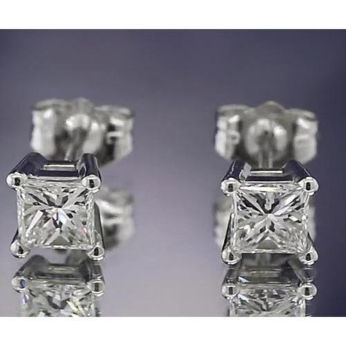 Brinco de pregos de diamante 1.50 quilates de corte Princesa em ouro branco 14K F Vs1 - harrychadent.pt