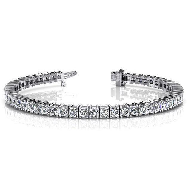 Pulseira de tênis de diamante 11 ct. Princesa com corte em ouro branco 14K - harrychadent.pt