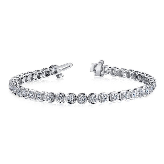 Pulseira de tênis de diamante 5.85 ct. Rodada 39 Pedras WG 14K - harrychadent.pt