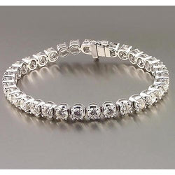 Diamond Tennis Bracelet Prong Set 10.20 Carats White Gold Jewelry 14K