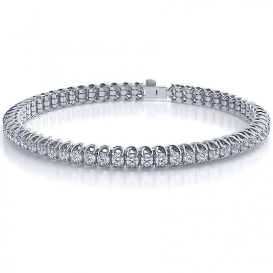 Pulseira de tênis de diamante em ouro branco com corte redondo espumante 5 quilates - harrychadent.pt