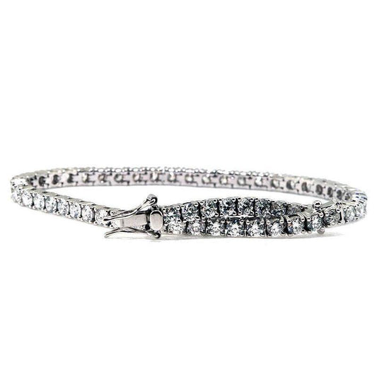 Pulseira fina de tênis de diamante com corte redondo 3.60 quilates e ouro branco 14K - harrychadent.pt