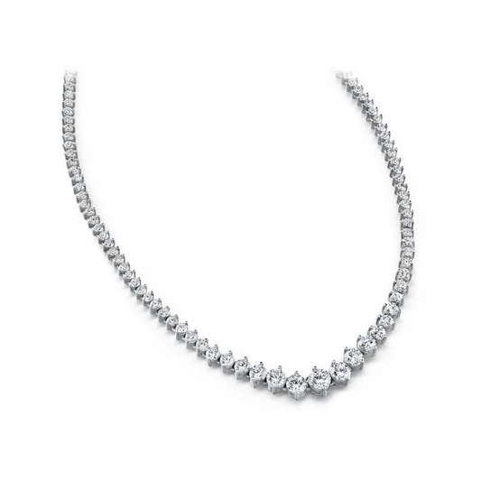 Diamond Tennis Necklace 5 Carats White Gold 14K