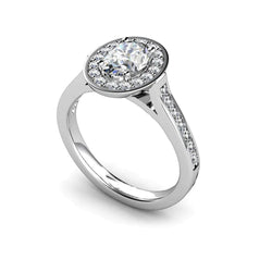 Diamonds Halo Engagement Ring 1.75 Carats White Gold 14K
