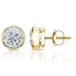 Diamonds Studs Earrings 4.50 Ct. 14K Yellow Gold Sparkling Bezel Set
