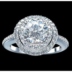 Double Halo Diamond Engagement Ring 2.25 Ct.White Gold