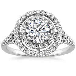 Double Halo Diamond Engagement Ring 2.50 Carats