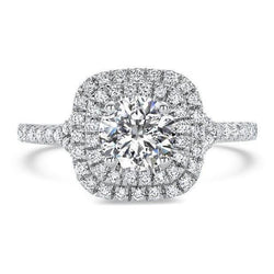 Double Halo Diamond Engagement Ring 3 Carats