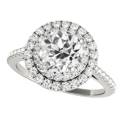 Double Halo Ring Old Miner Diamond With Accents Pave Set 5.50 Carats