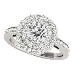 Double Halo Ring With Accents Round Old Mine Cut Diamond 4.50 Carats
