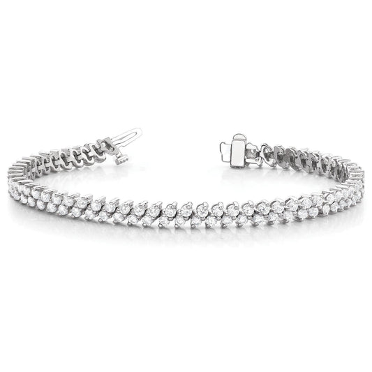 Bracelete de tênis de diamante de corte redondo de dupla fileira 5 ct. WG 14K - harrychadent.pt