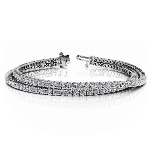 Bracelete de duplo cordão flexível de 8 quilates com corte redondo de diamantes em ouro branco - harrychadent.pt