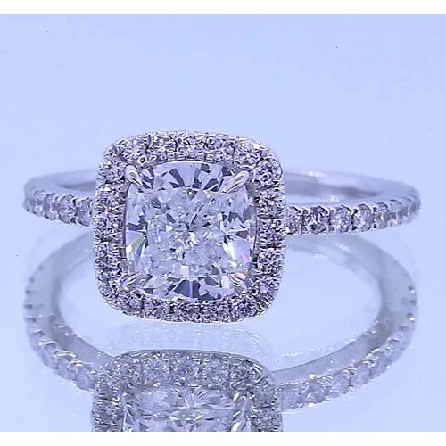 Pontas de Garra de Águia Almofada Halo anel de diamante de aniversário 3,50 quilates