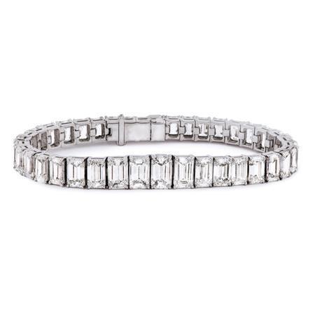 Corte Esmeralda 10.50 quilates Pulseira de Tênis Diamantes ouro branco 14K novo - harrychadent.pt