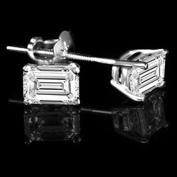 Emerald Cut Diamond  2 Ct Stud Earring White Gold 14K Jewelry