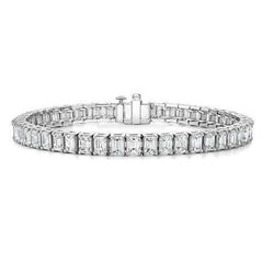 Emerald Cut Diamond Tennis Bracelet Women Jewelry 10 Carat WG 14K