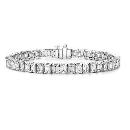 Pulseira de tênis de diamante com corte esmeralda joias femininas 10 quilates WG 14K - harrychadent.pt