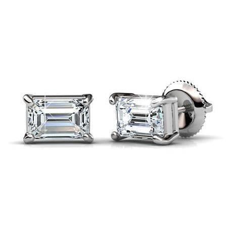 Esmeralda Cut Prong Set 4.50 quilates Diamonds Studs Brincos ouro branco - harrychadent.pt