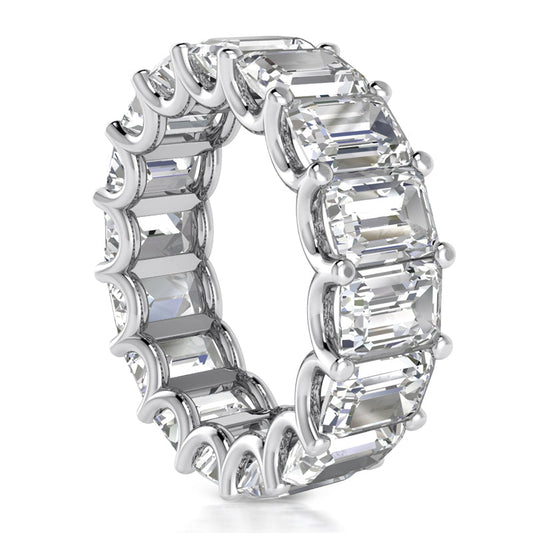 Conjunto de pinos em U de ouro branco 14K com banda de diamante esmeralda