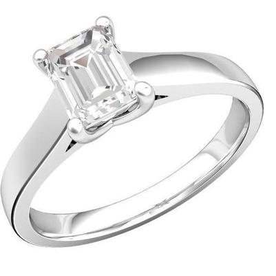 Emerald Cut Solitaire 2.25 ct diamante anel de ouro branco 14K - harrychadent.pt