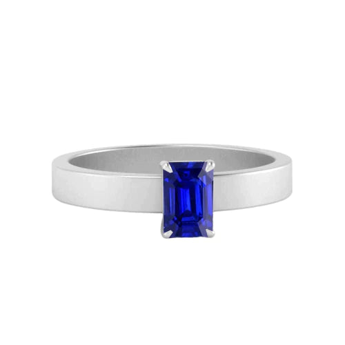 Anel masculino com pedra preciosa esmeralda 1,50 quilates Conjunto de pontas de safira Ceilão