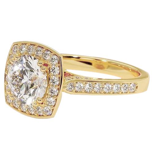 Anel de noivado halo redondo diamante 3.50 quilates ouro amarelo 14K - harrychadent.pt