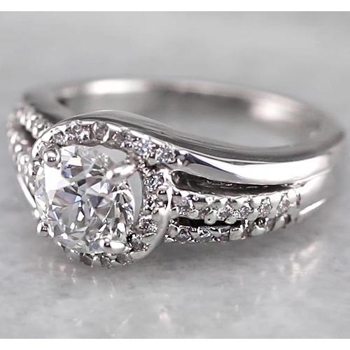 Anel de diamante redondo Halo de noivado de 2 quilates em ouro branco 14K - harrychadent.pt