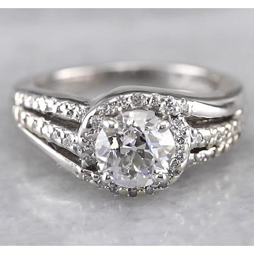 Anel de diamante redondo Halo de noivado de 2 quilates em ouro branco 14K - harrychadent.pt