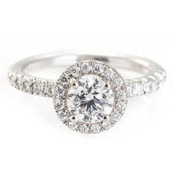 Engagement Ring 2.28 Carats Halo Round Real Diamonds White Gold 14K